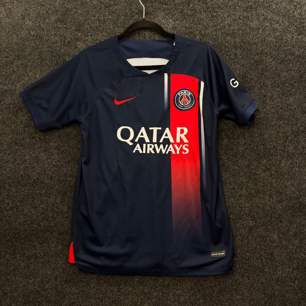 Nike PSG 2023-24 Home Jersey Mbappe 7 Navy Blue Soccer Shirt Mens Small